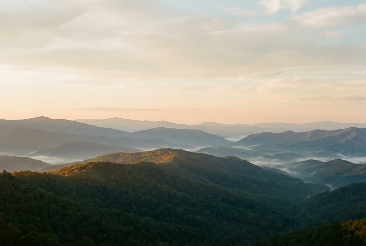 Blue Ridge Mountain foothills at dawn