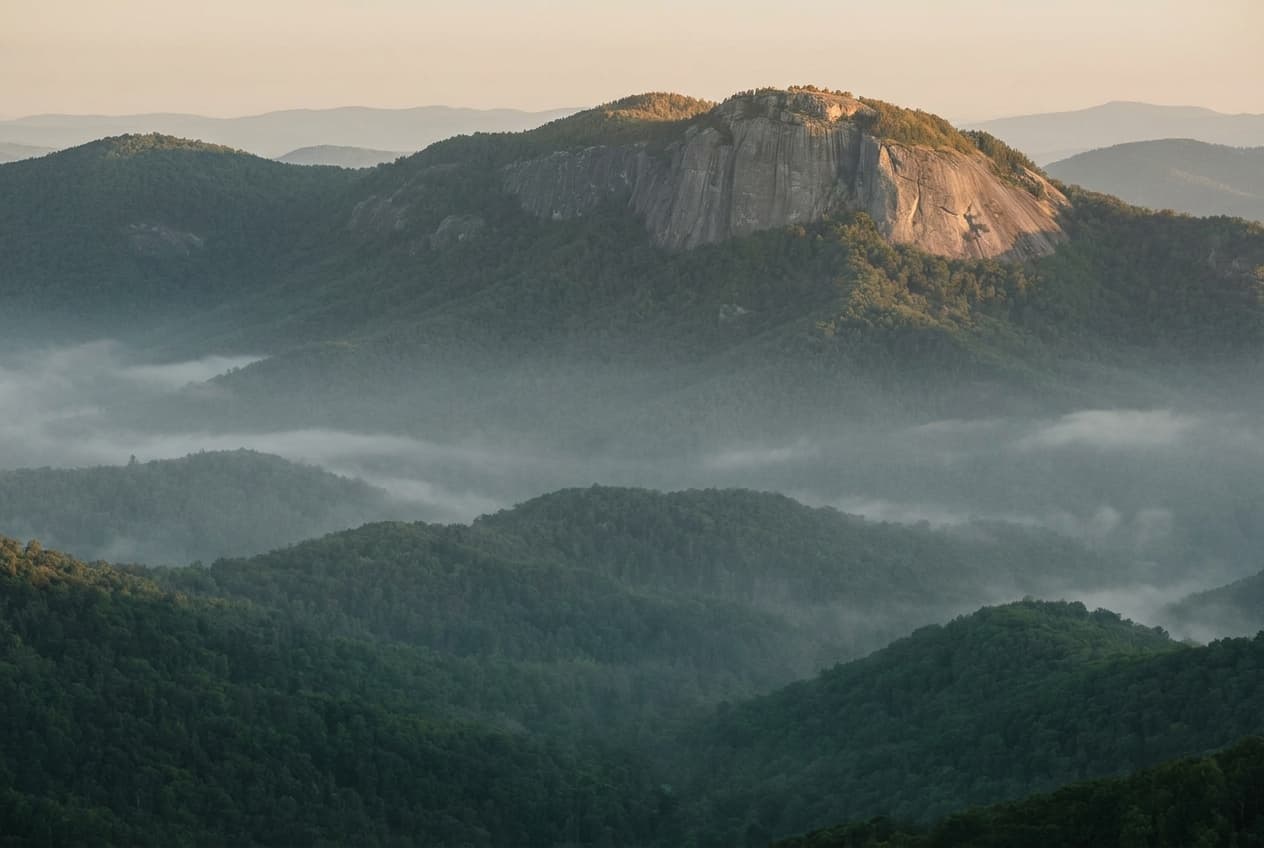 Table Rock rising above the Pickens County foothills